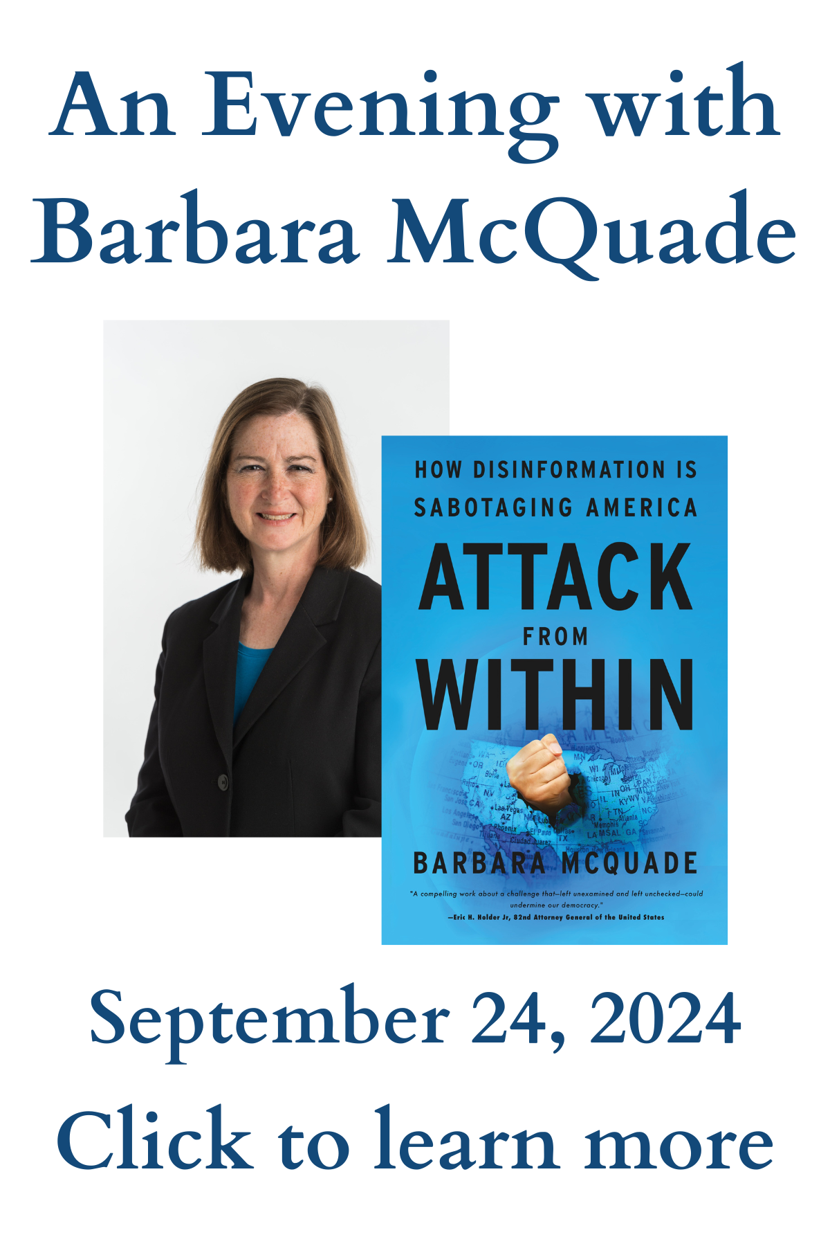 Author talk with Barbara McQuade, link to event page